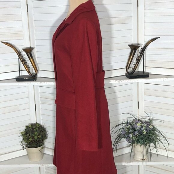 Anne Klein Red Burgundy Wool Blend Double Breasted Peacoat Size Small - Picture 8 of 11